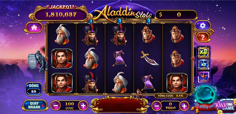 Cách chơi game slots Aladdin 789 Club rất đơn giản